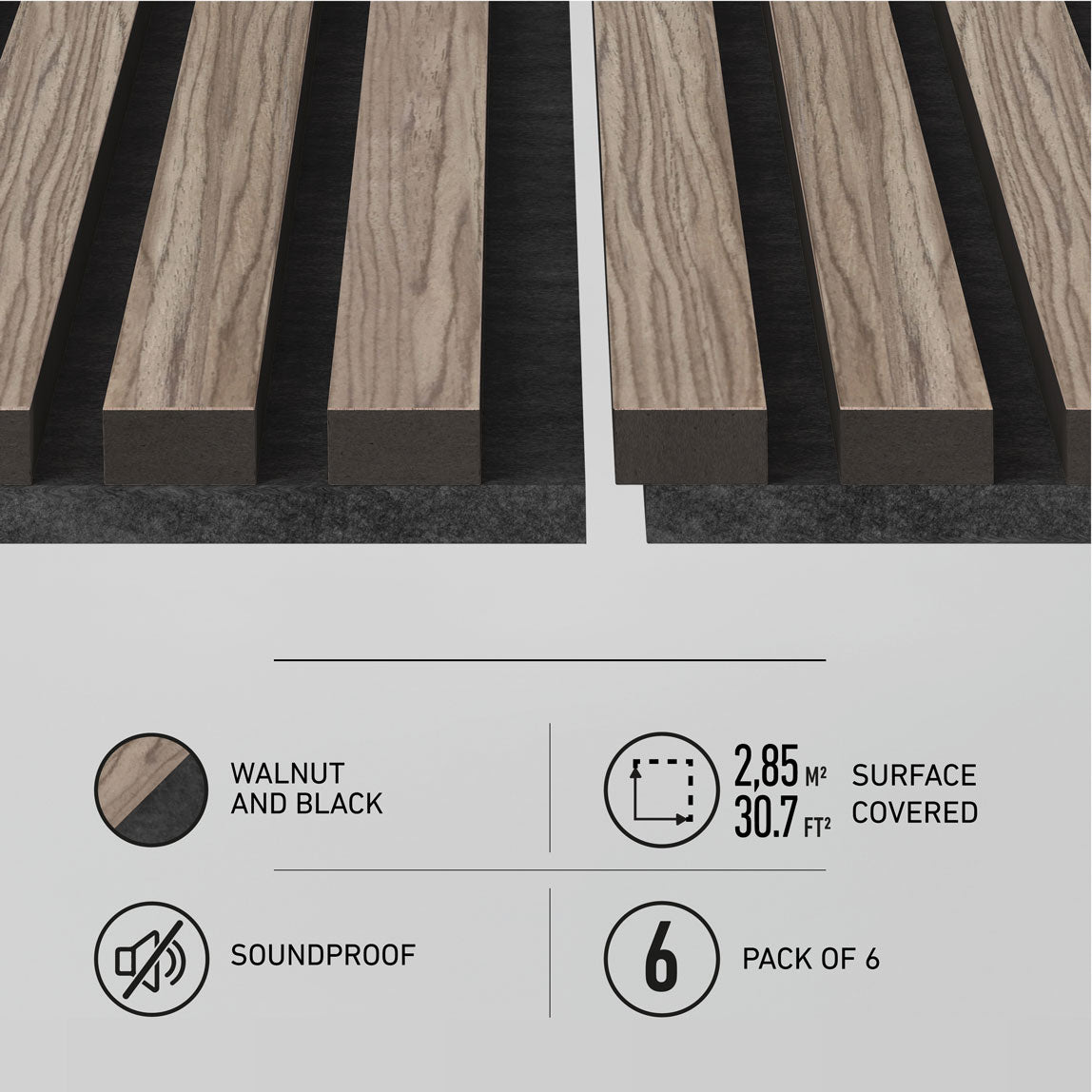 Sonolok sound-absorbing wall panel kit - pack of 6