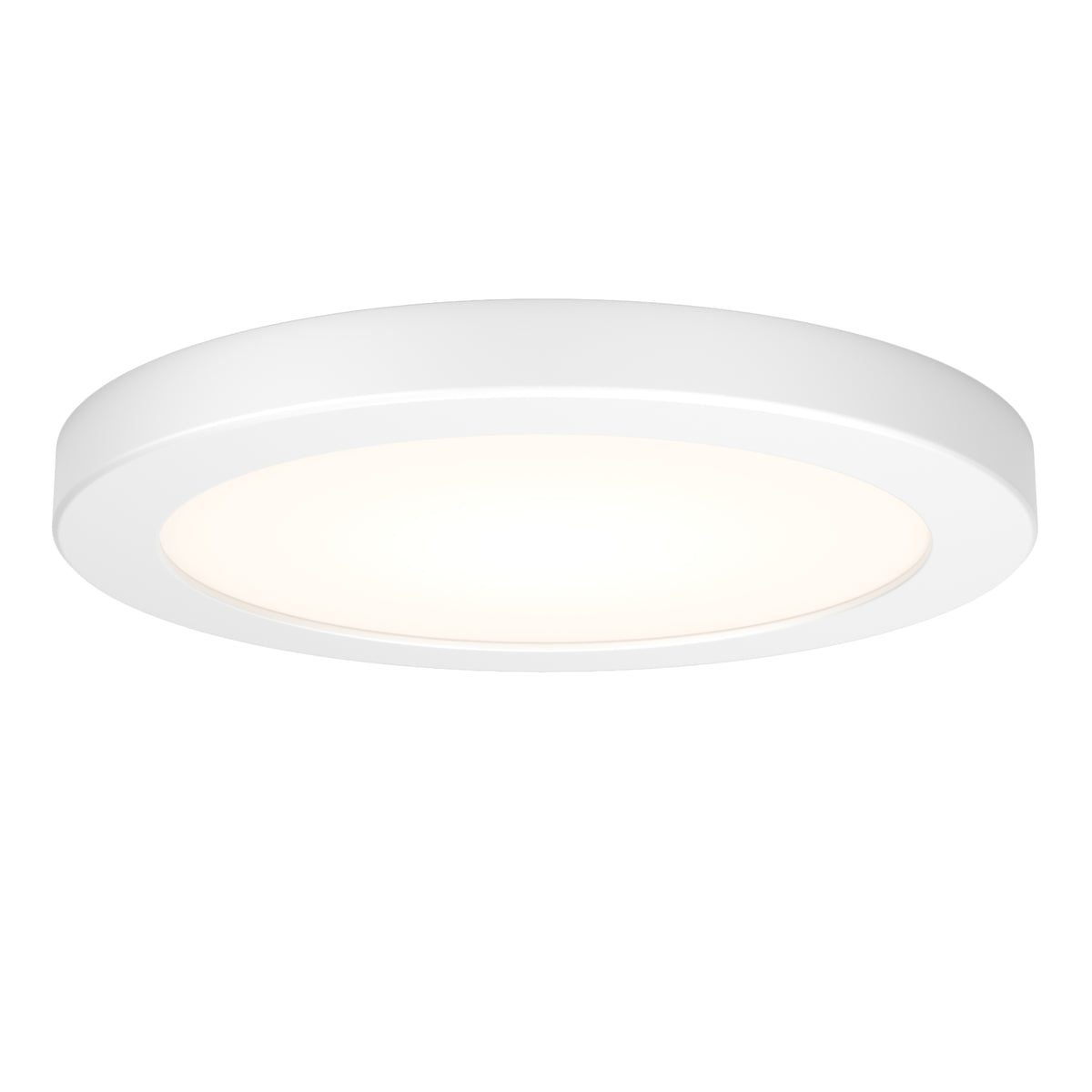 The Artika Europa Disk 7 in. LED modern flush mount light features a smooth, round design with a glowing center and 3 CCT dimmable brightness for customizable ambiance, shown isolated on a white background.