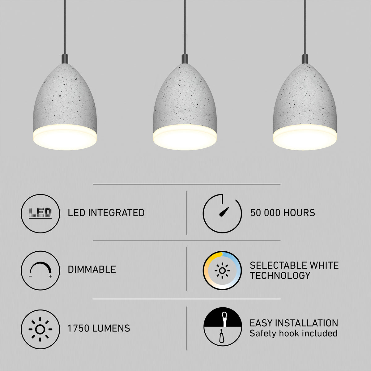 Bergen 3-light LED pendant light