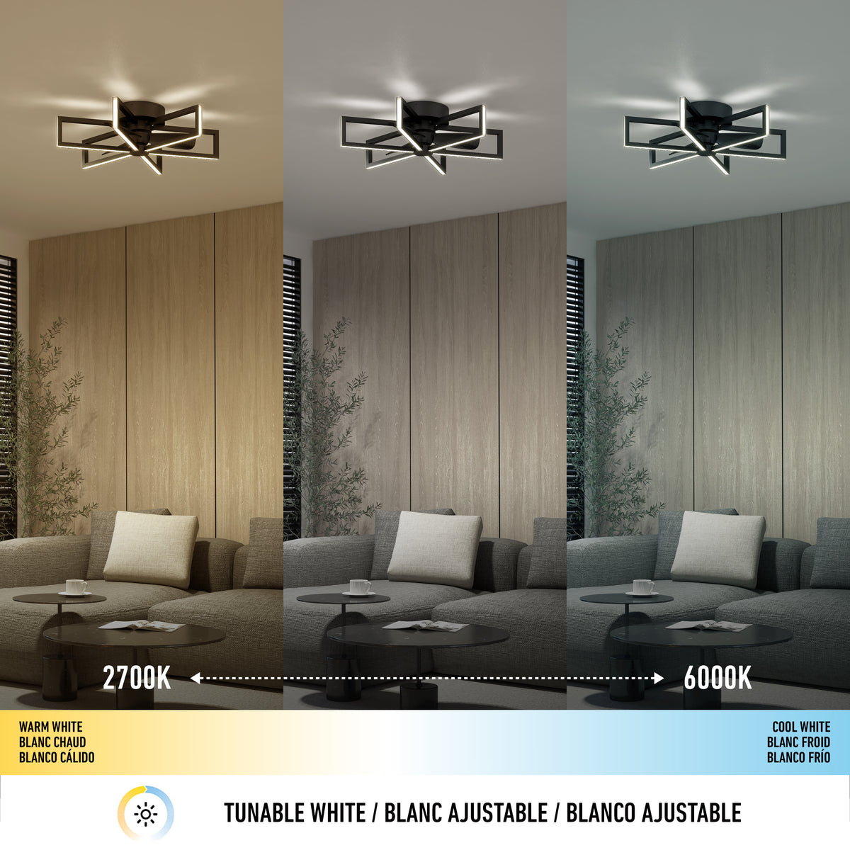 Swirl 67 cm (26 in.) LED moderno fandelier ventilador de techo con luz - control remoto incluido