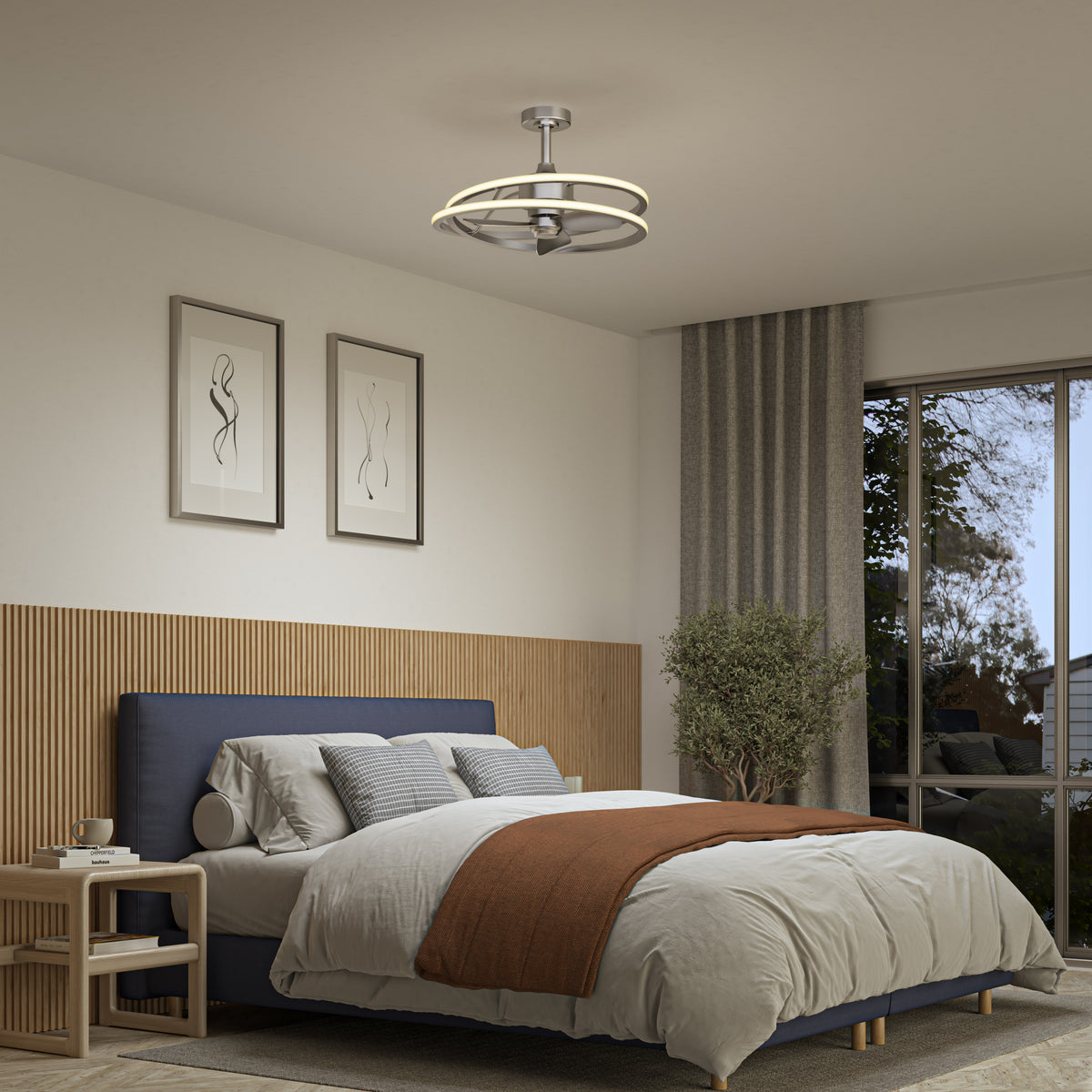 Coda 58 cm (23 in.) LED moderno fandelier ventilador de techo con luz - control remoto incluido