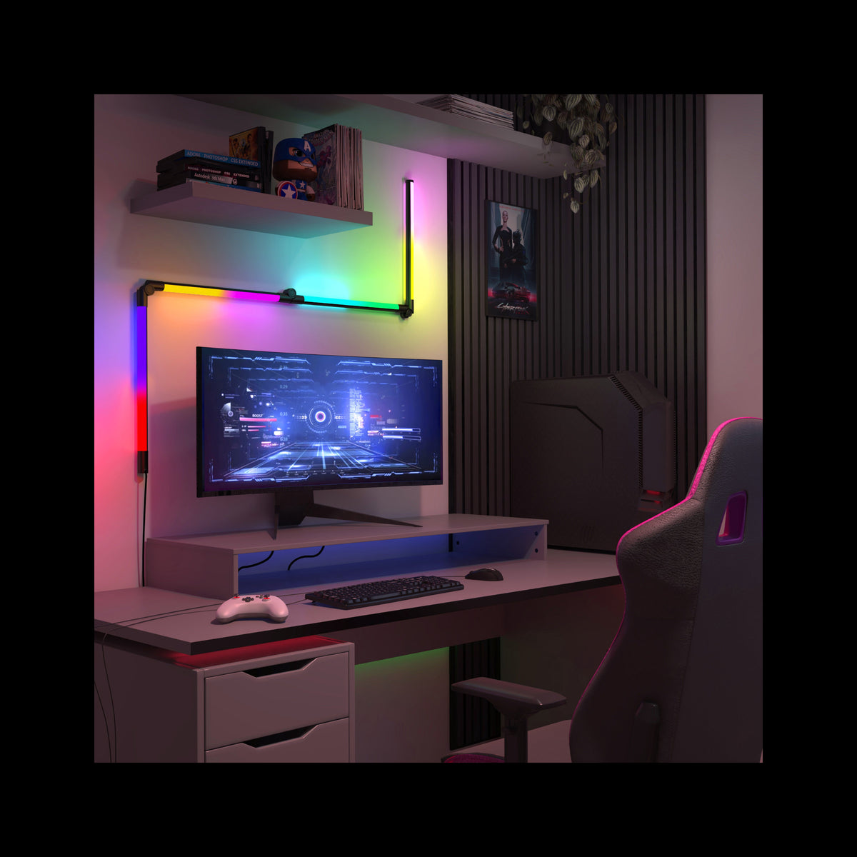 Fitch smart foldable RGB LED gaming floor lamp