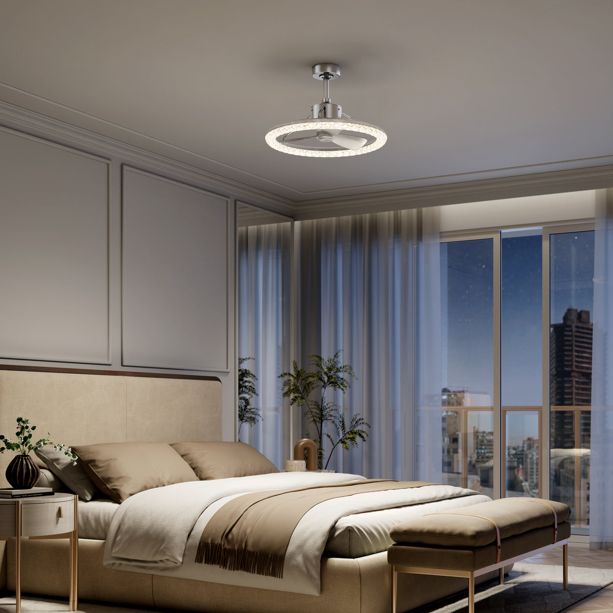 Carat 23 in. (58 cm) LED modern fandelier ceiling fan with light - includes remote