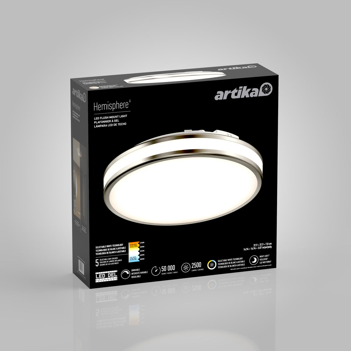 Hemisphere 15 in. LED flush mount light 5 CCT