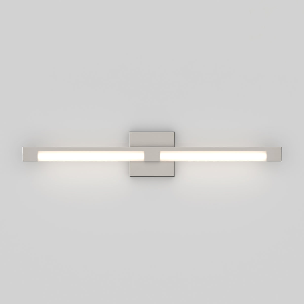 The Artika Tivoli modern LED bathroom vanity light 5 CCT is a wall-mounted sconce with a rectangular base and horizontal tubular LED bar, offering adjustable lighting and emitting a soft white glow on plain walls.