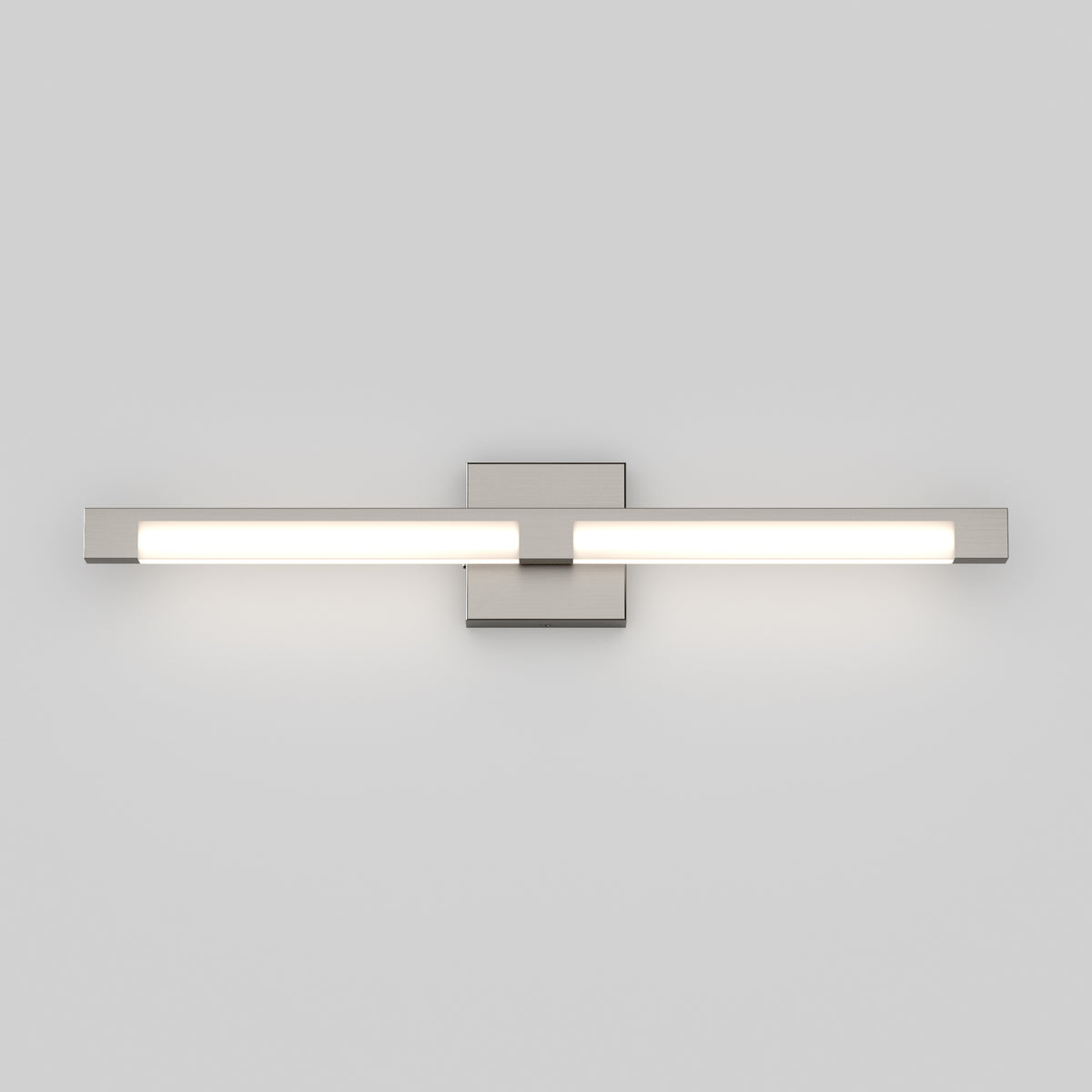 The Tivoli modern LED bathroom vanity light 5 CCT by Artika is a wall-mounted fixture with a rectangular base and dual horizontal bars, offering adjustable lighting and a soft white glow, ideal for modern spaces.