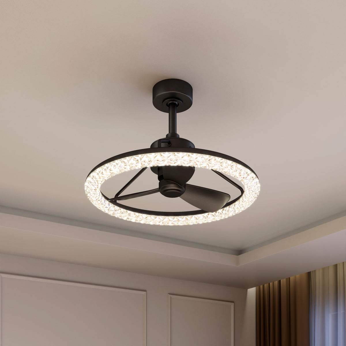 Carat 23 in. (58 cm) LED modern fandelier ceiling fan with light - includes remote