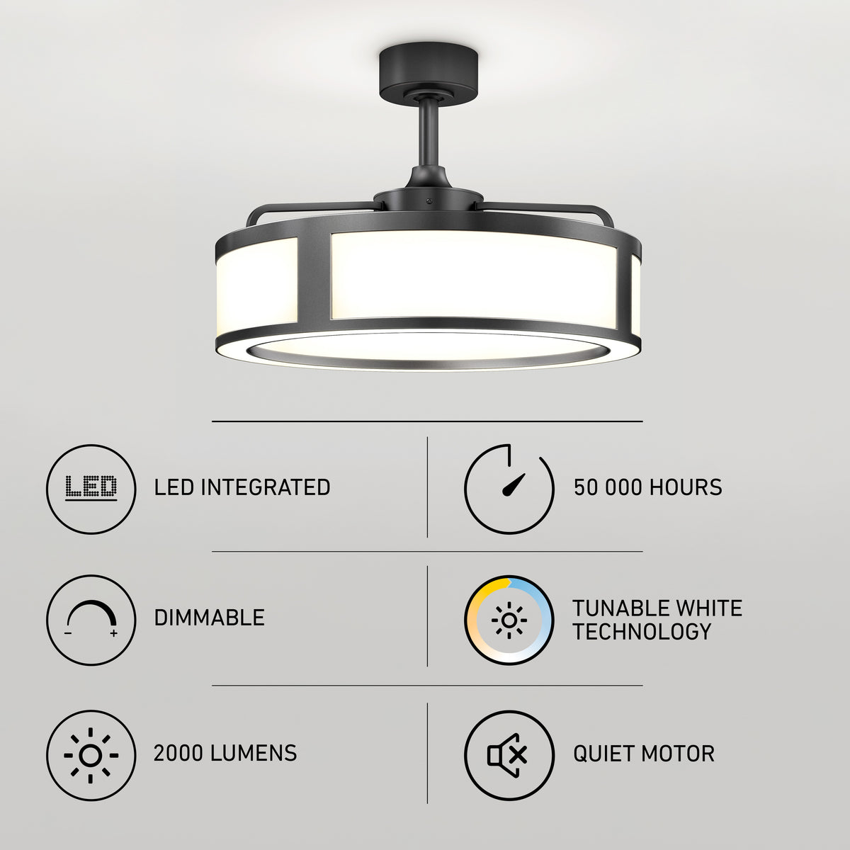 Huxley 23 in. (59 cm) LED modern fandelier ceiling fan with light