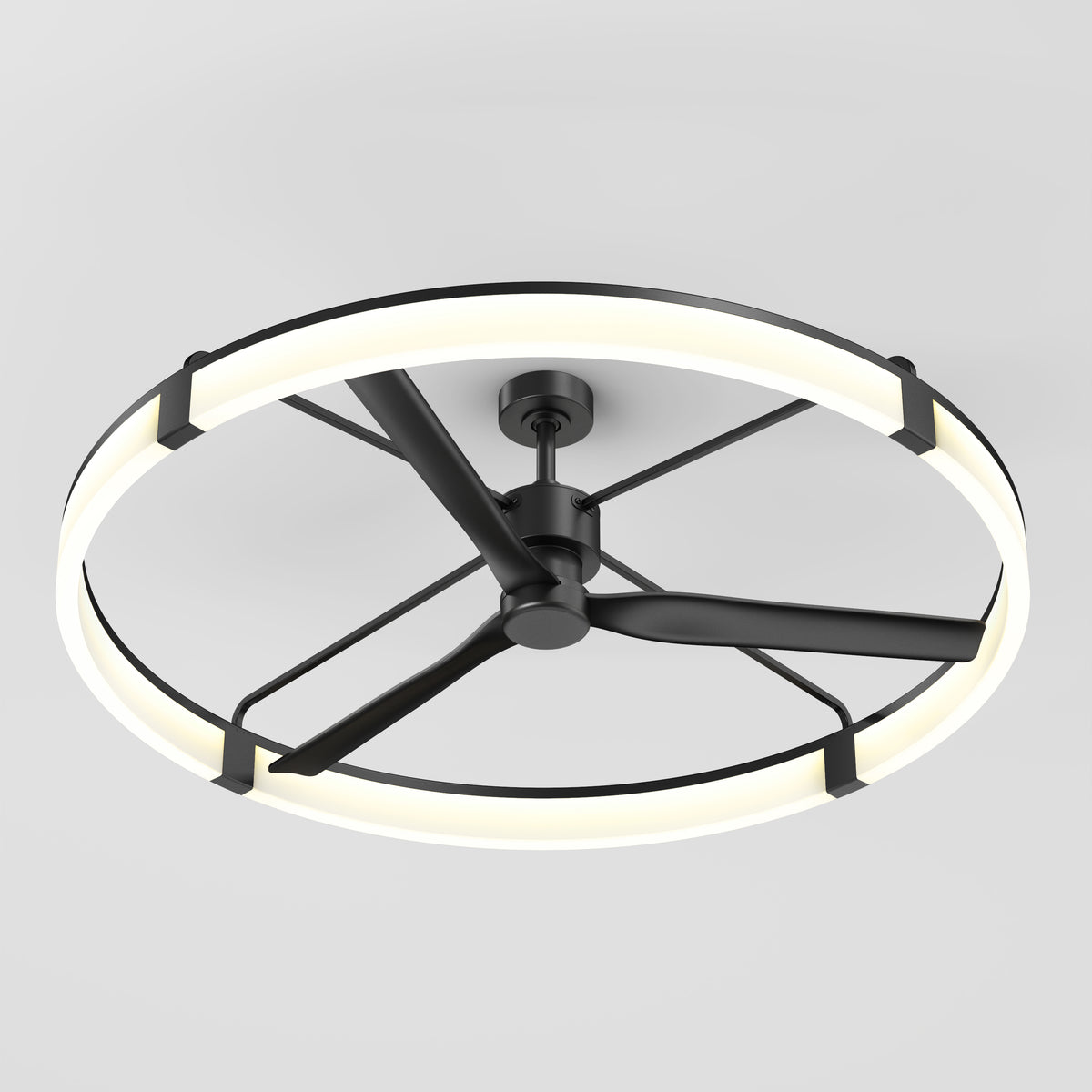 Artika Sunnyvale 52 in. LED ceiling fan with remote, 3 blades, and LED light ring, shown mounted on a white ceiling.