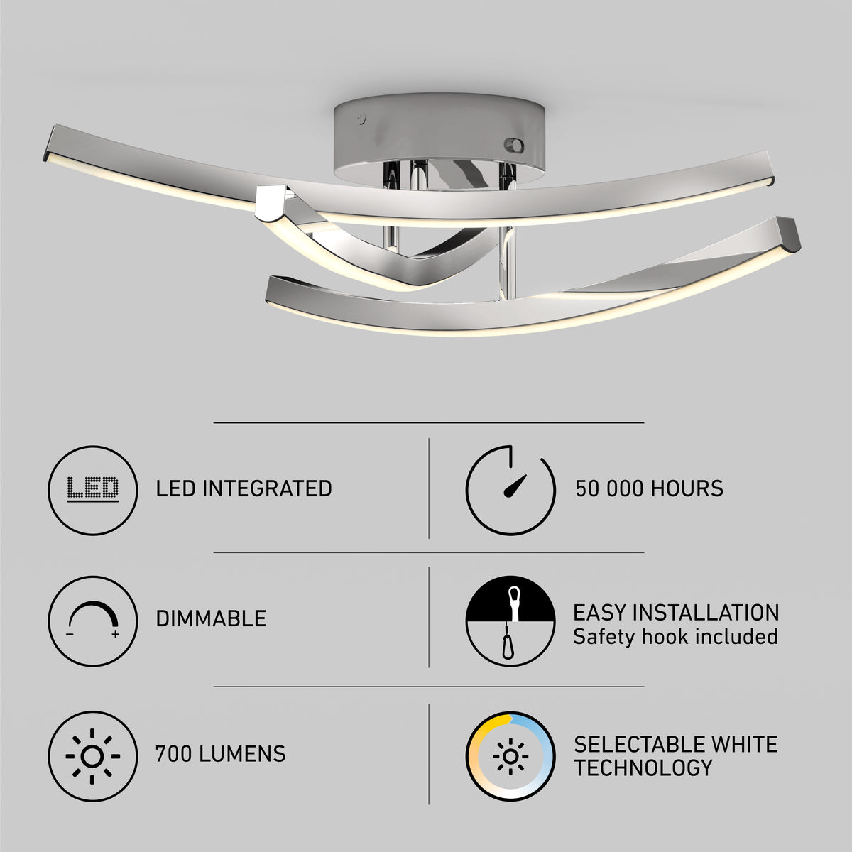 Orly luz de techo LED moderna empotrada 45 cm (18 in.) 3 CCT