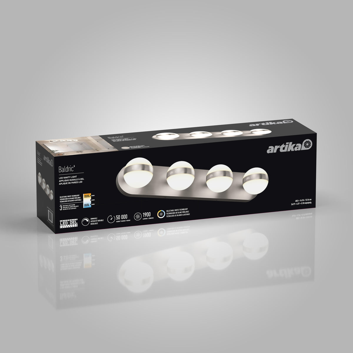 Baldric 27-in (69 cm) 4-Light Modern LED 3-CCT Vanity Light for Bathroom