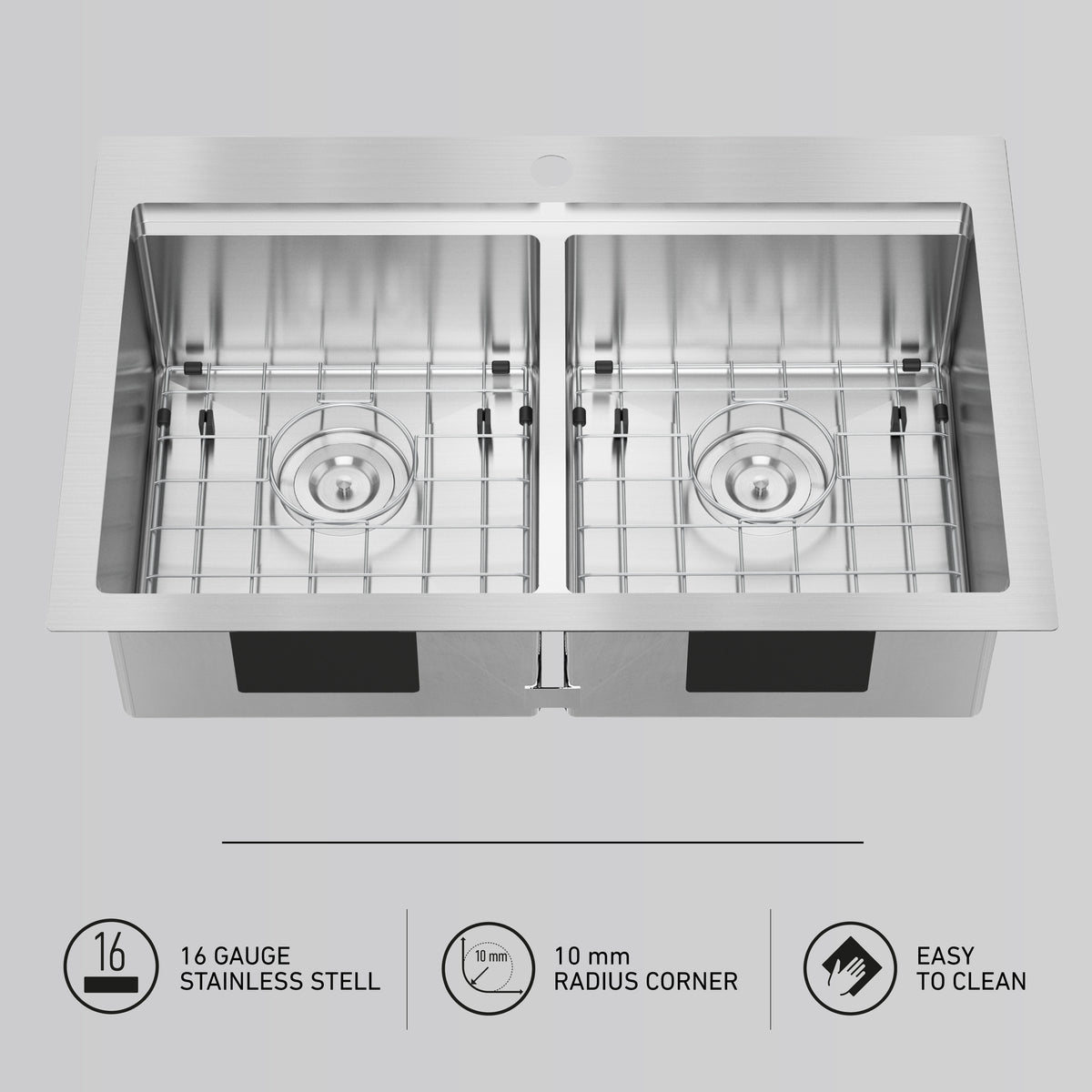 Newport fregadero 31 in. de acero inoxidable de doble tina