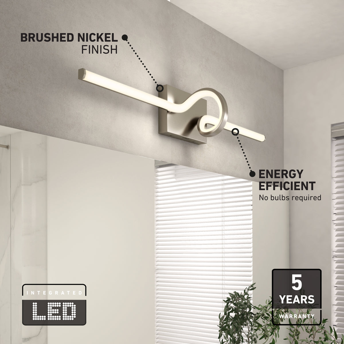 Bowtie 29-in (74 cm) Integrated LED 5-CCT Vanity Light Bar for Bathroom