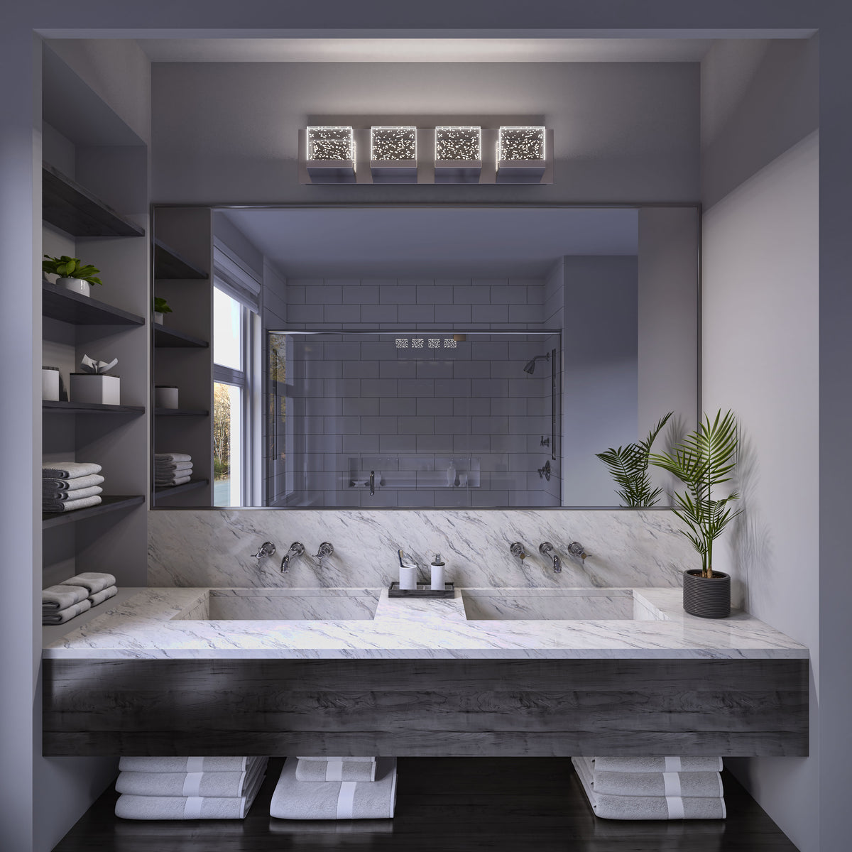 Bubble Cube 4-light LED bathroom vanity light