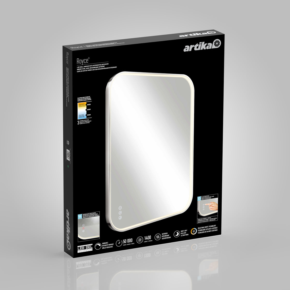 Royce 24 in. x 32 in. (61 x 81 cm) Dimmable Anti-Fog LED Mirror