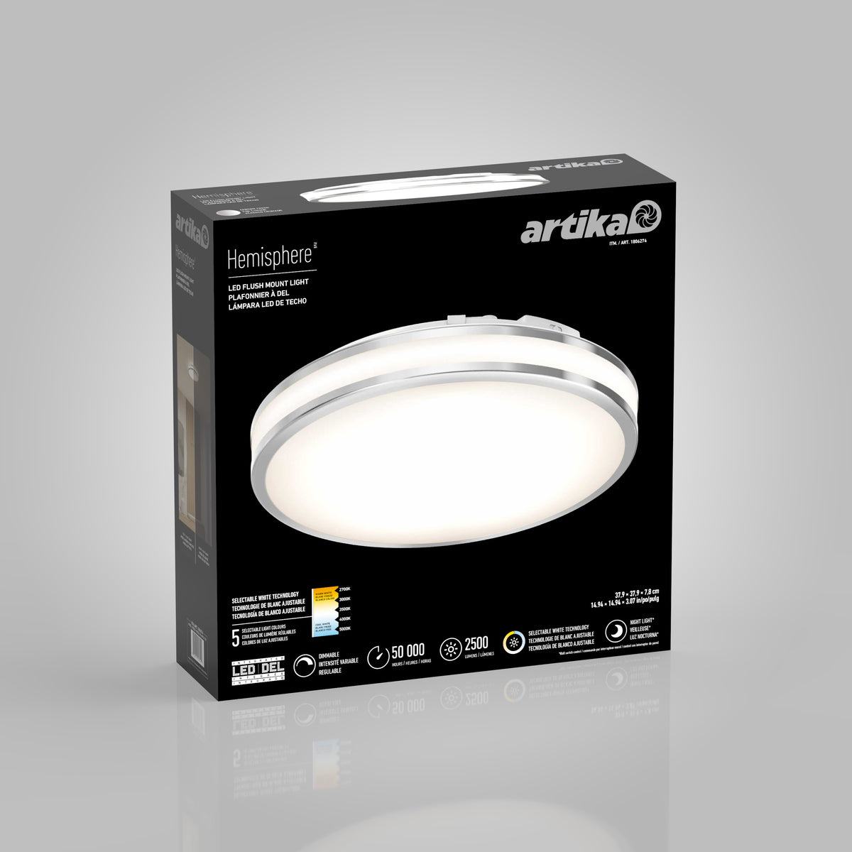 Hemisphere 15 in. LED flush mount light 5 CCT