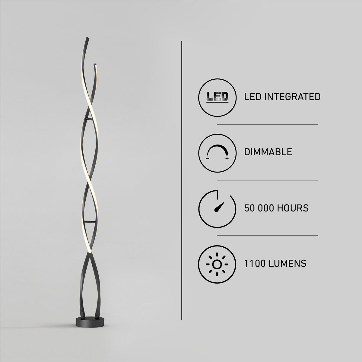 Swirl lámpara de pie LED estilo moderno