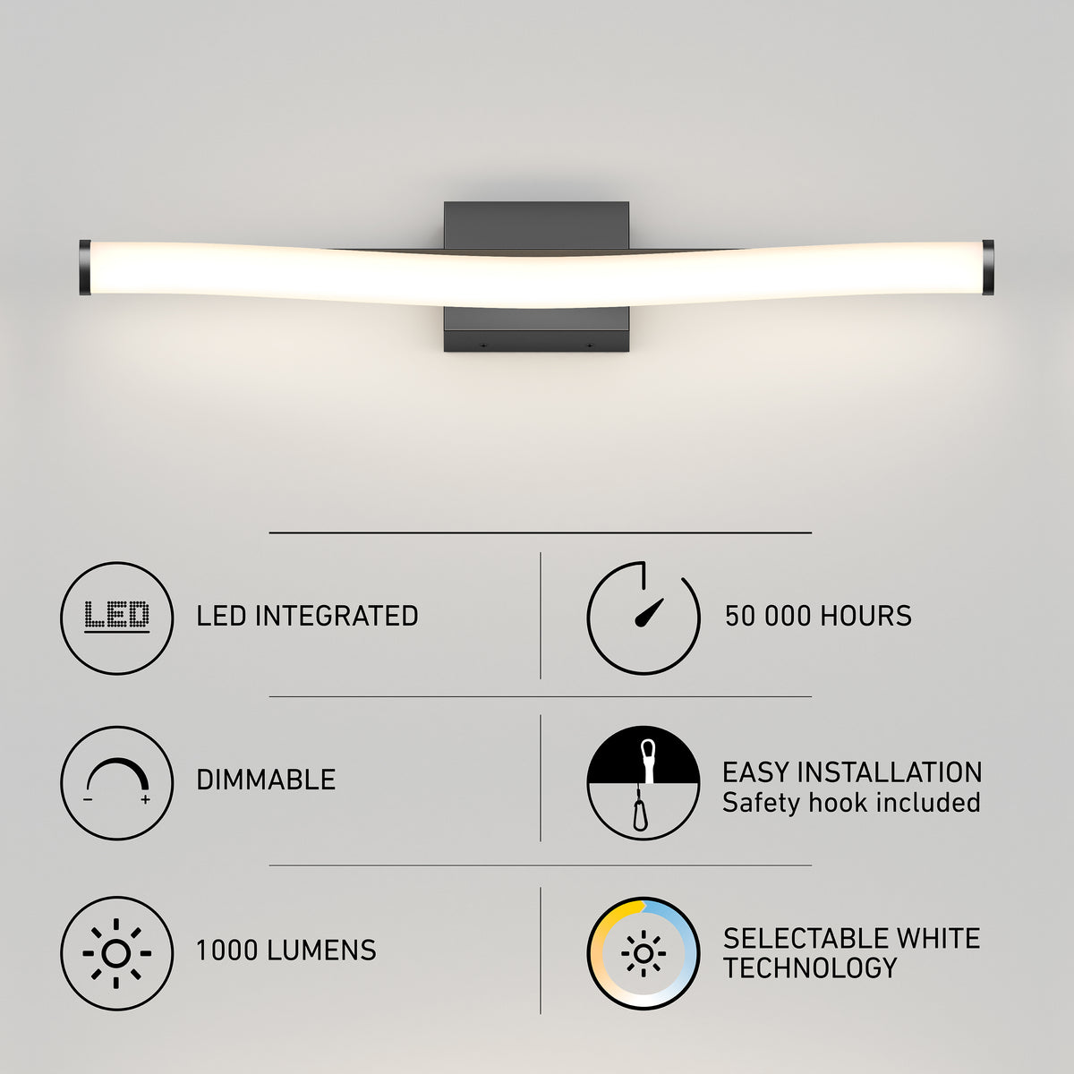 Arc 27-in (69 cm) Integrated LED 5-CCT Vanity Light Bar for Bathroom