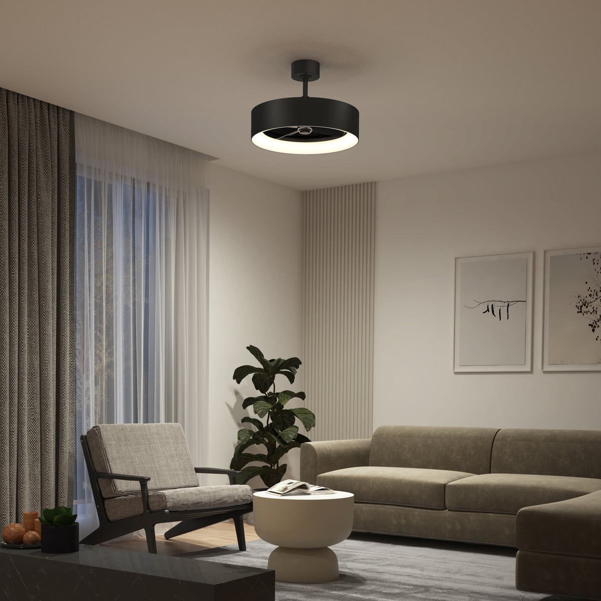 Aiden 24 in. LED modern ceiling fan 3 speeds - with remote