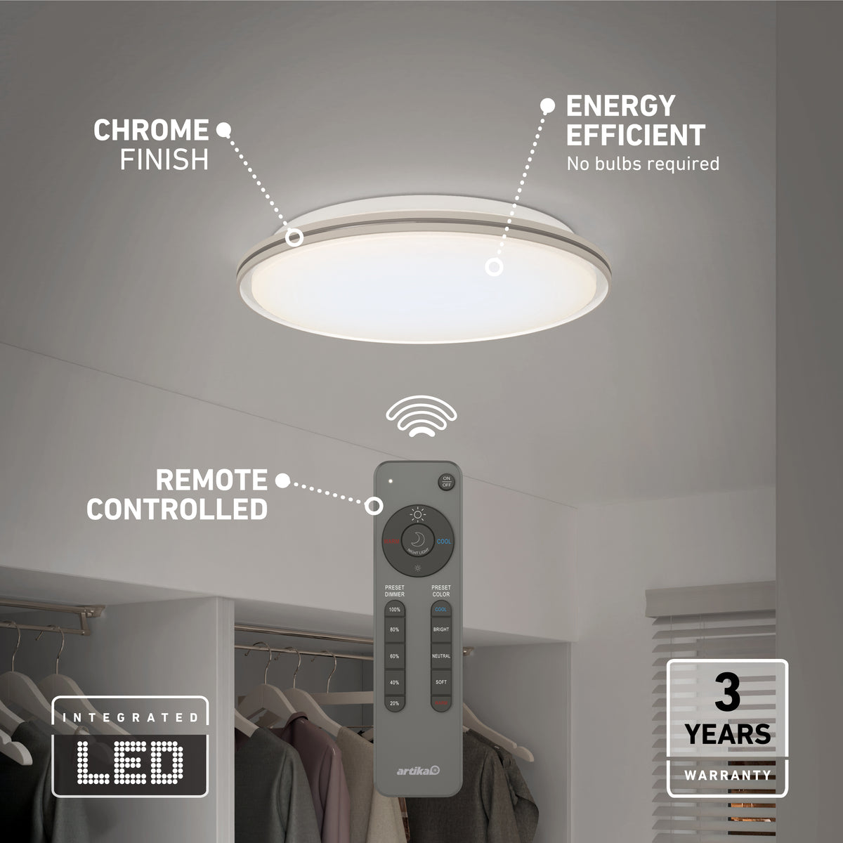 Astrid 16.5 in. LED flush mount light 5 CCT with remote