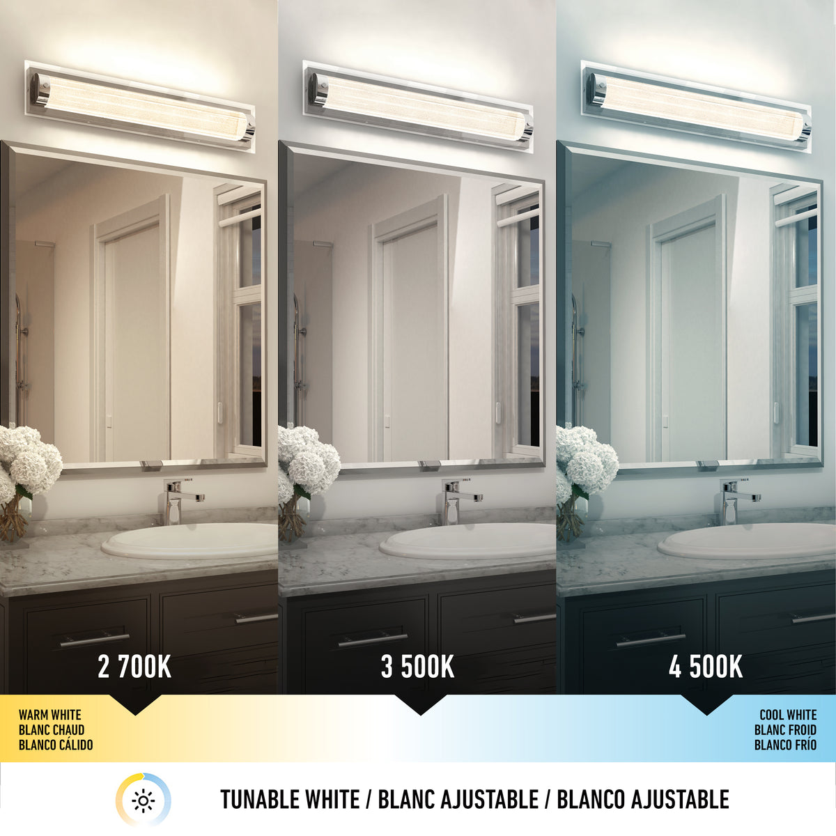 Glamour modern LED bathroom vanity light 3 CCT