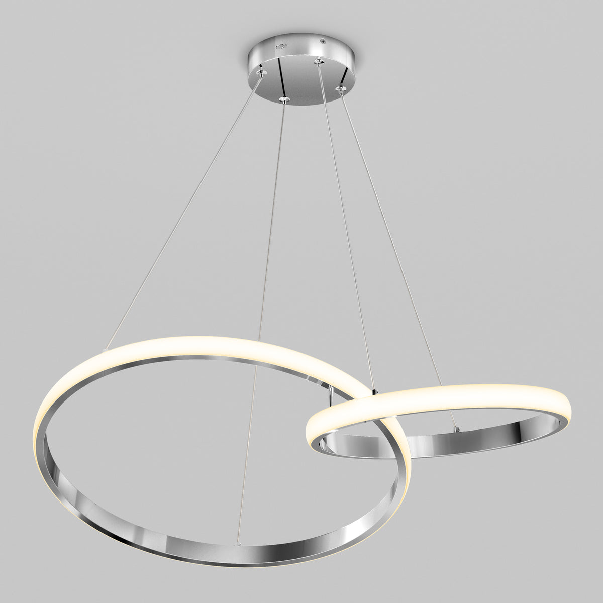 Artika Mora 28″ LED Pendant, dimmable with 5CCT tech, features two overlapping rings for a customizable modern ambiance.