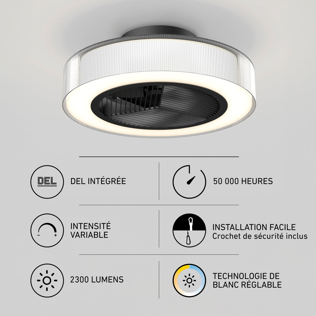 Artika Groove 20 in. LED fandelier with remote; adjustable light, easy install, 2300 lumens, 50,000-hour lifespan.