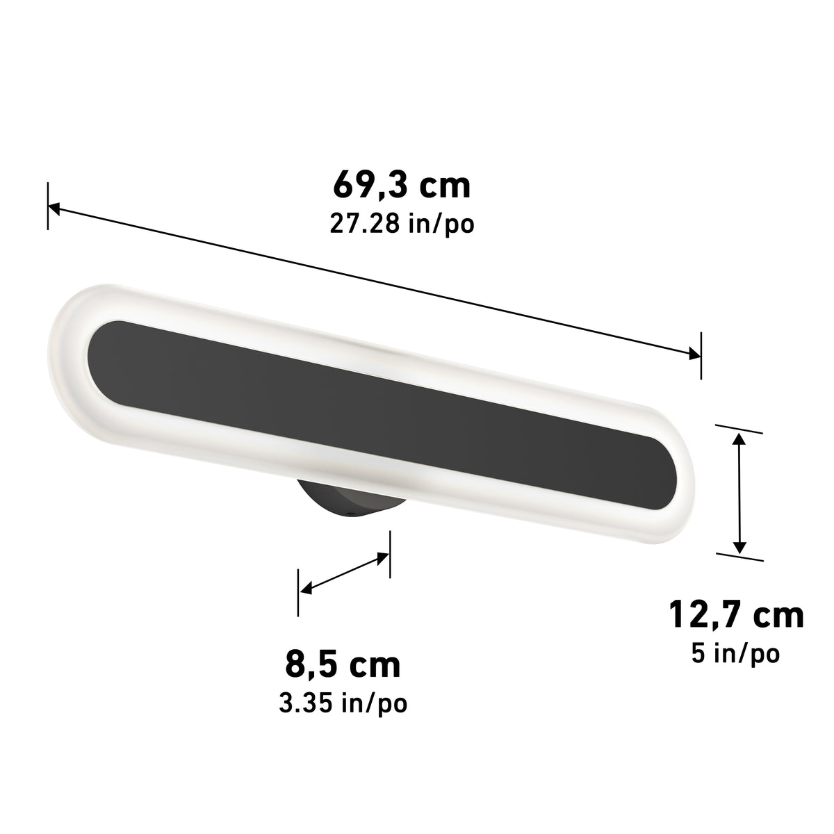Pista 27-in (69 cm) Integrated LED 5-CCT Vanity Light Bar for Bathroom