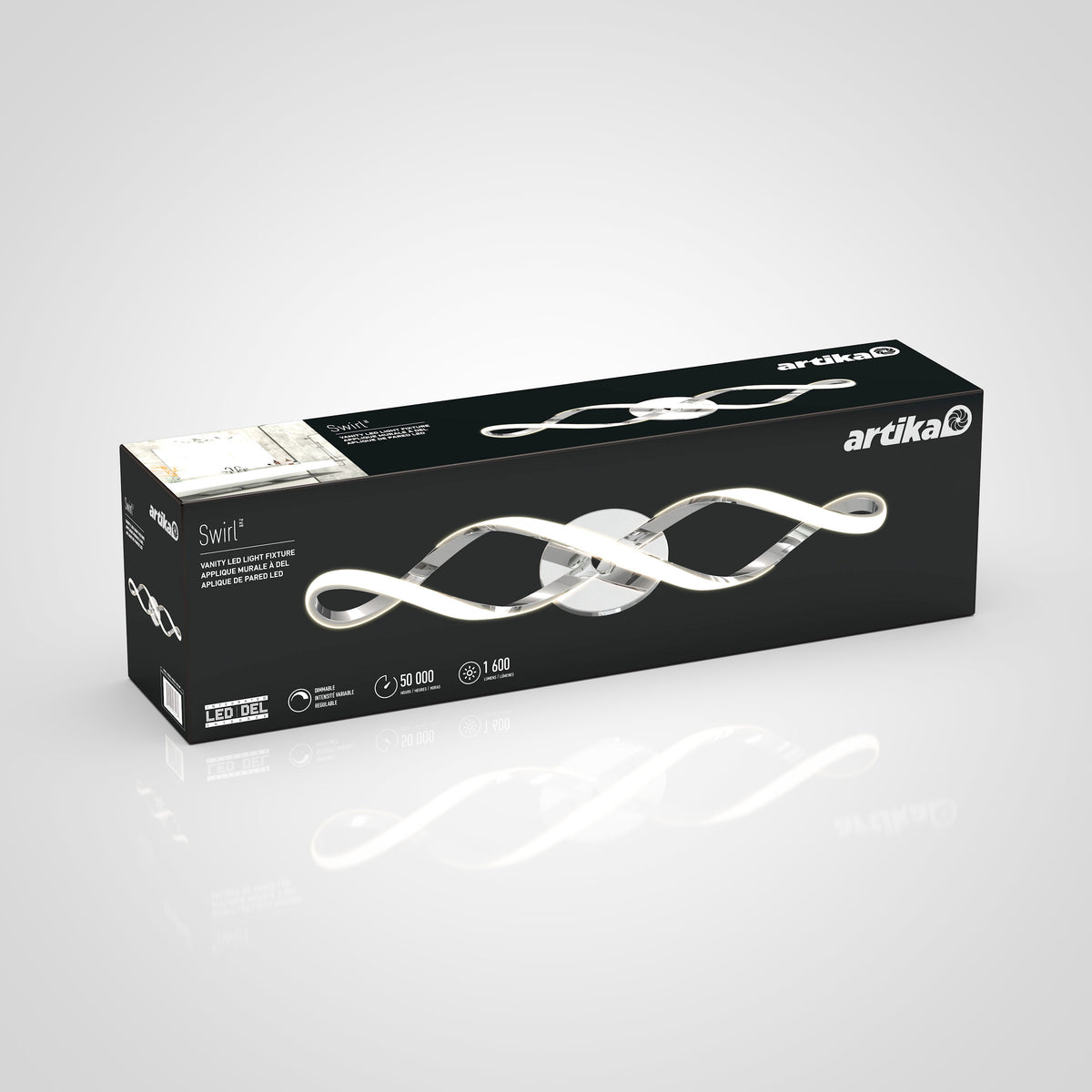 Swirl 27 pulg (68 cm) luminario de vanidad de 3 luces LED moderno para baño