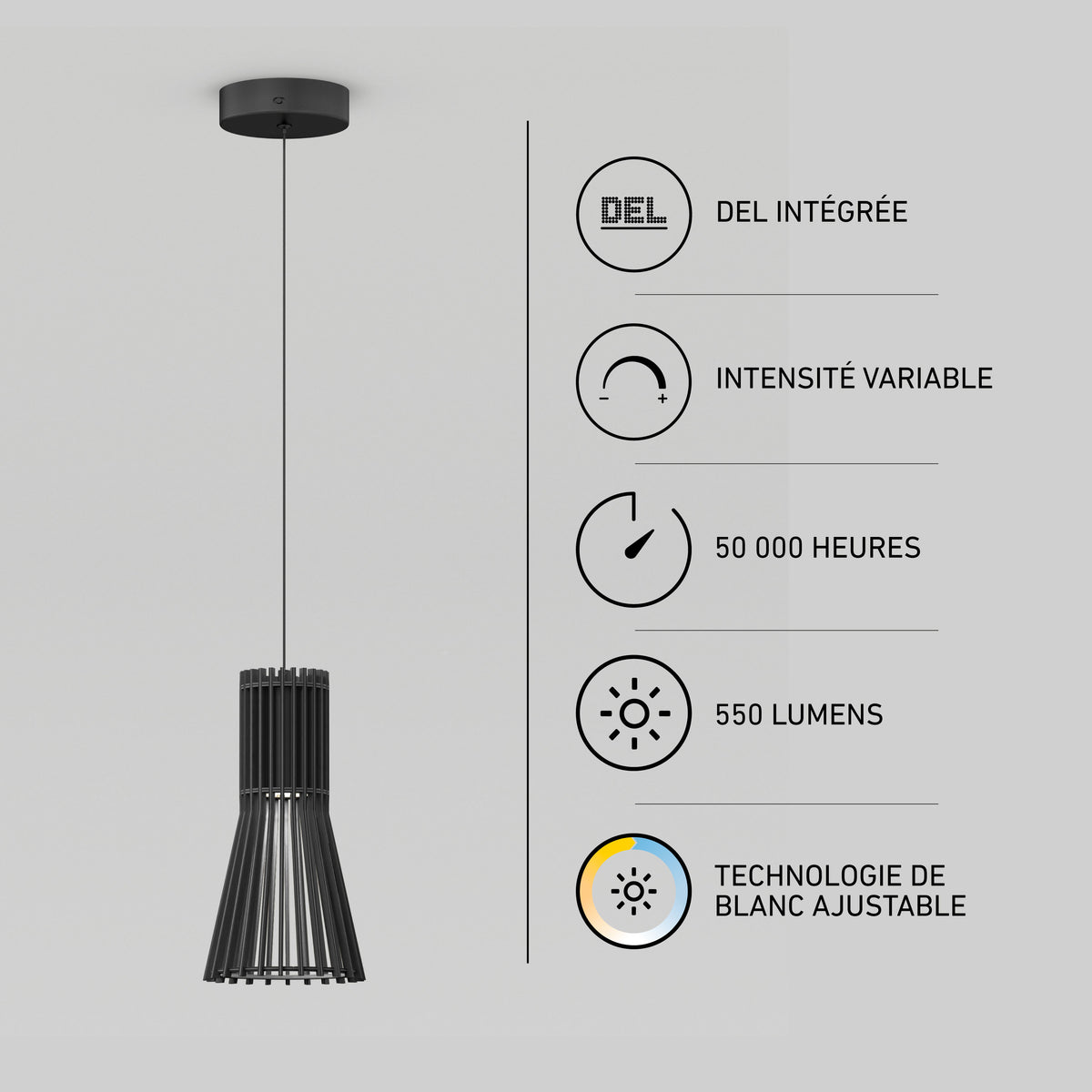 Artika Kiyo modern LED pendant light: 3 CCT, dimmable, 550 lumens, adjustable white technology for versatile style.
