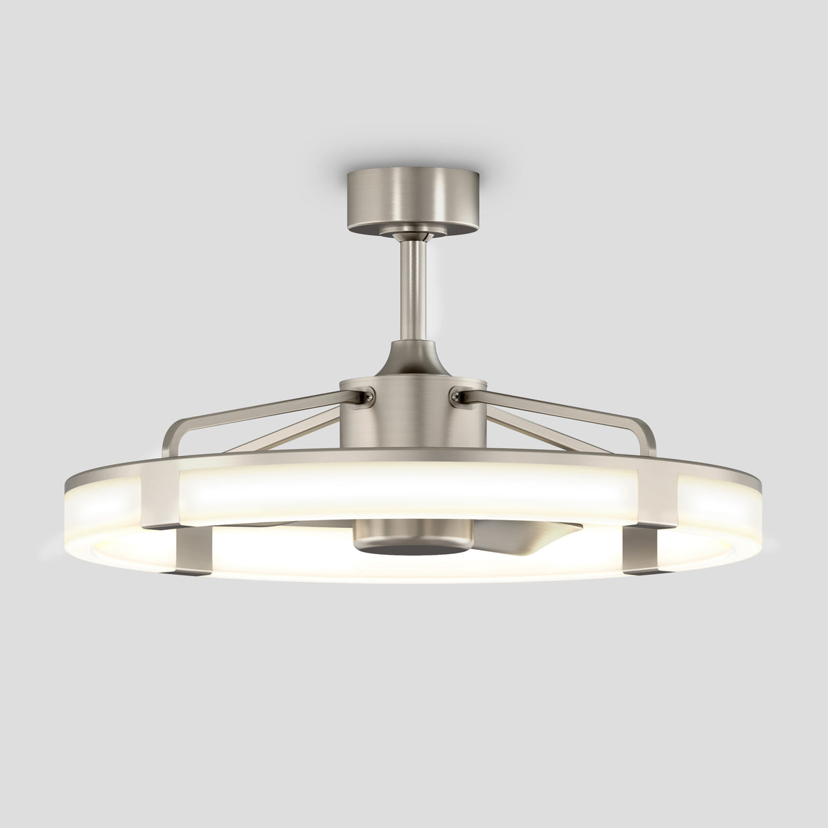Artika Sunnyvale 28″ LED fandelier ceiling fan with remote—modern style, integrated light, brushed nickel finish.
