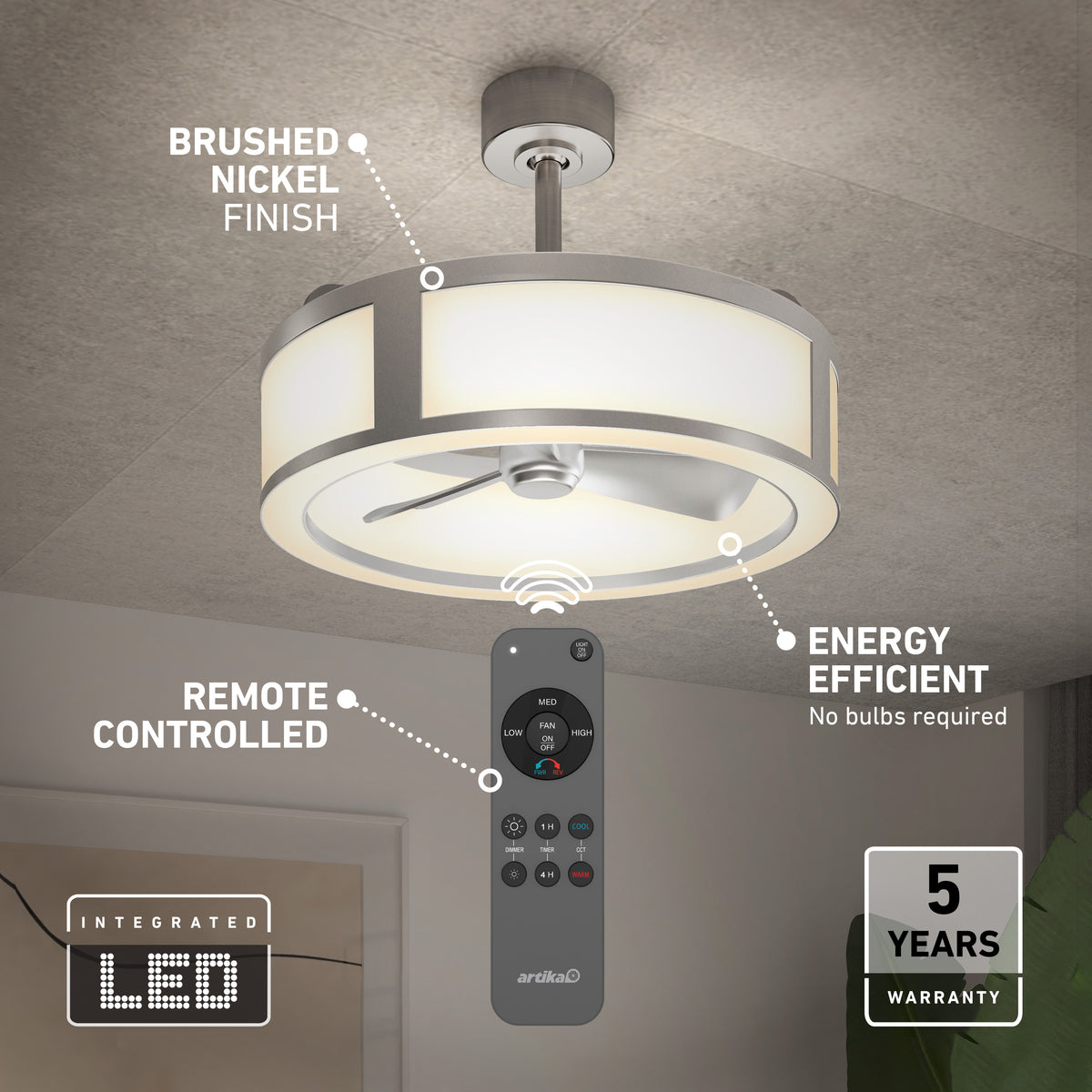Huxley 23 in. (59 cm) LED modern fandelier ceiling fan with light