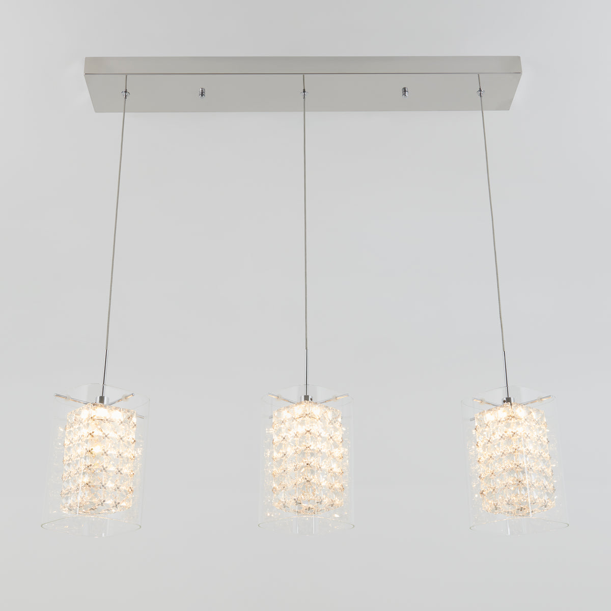 Crystal Cube 3-light LED pendant light