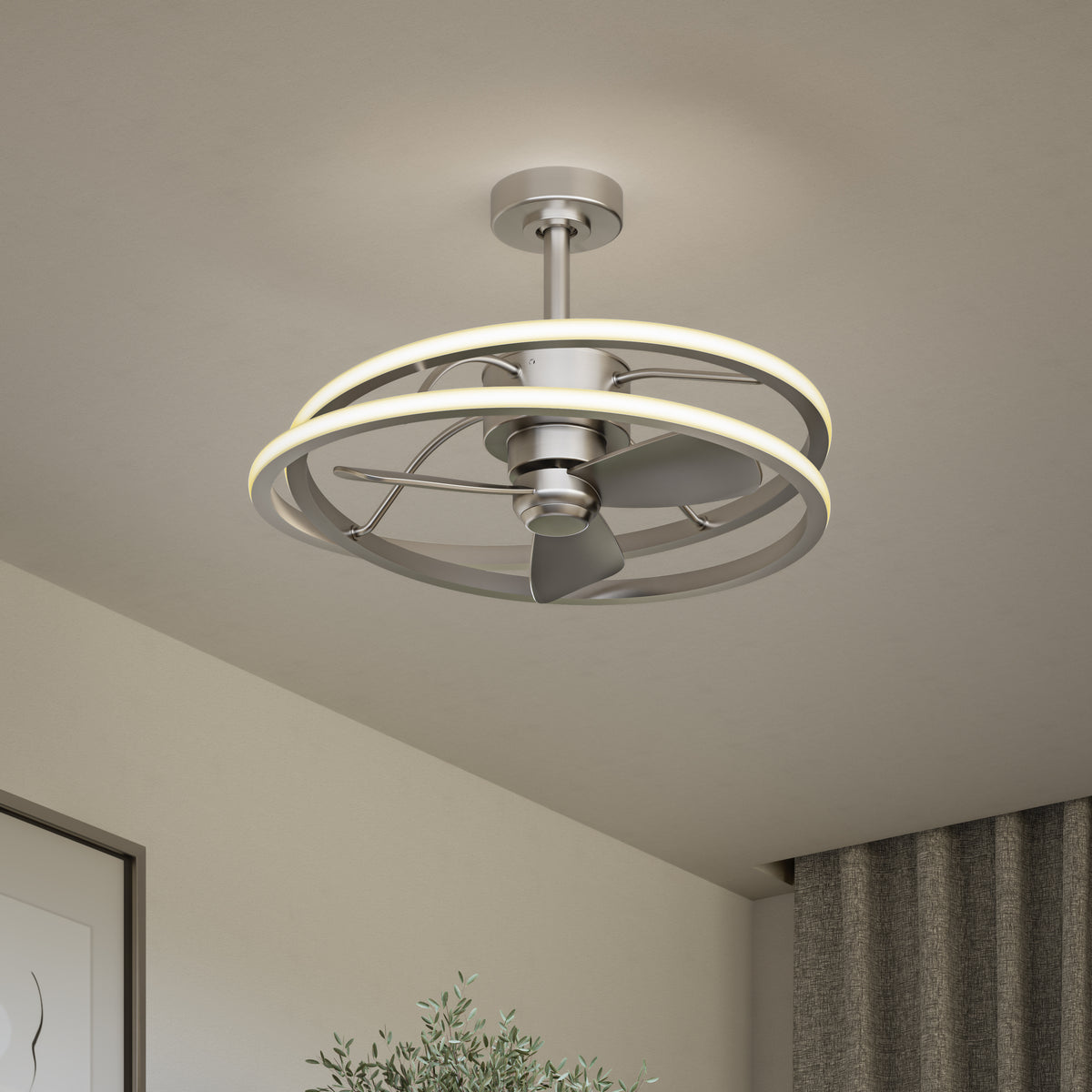 Coda 58 cm (23 in.) LED moderno fandelier ventilador de techo con luz - control remoto incluido