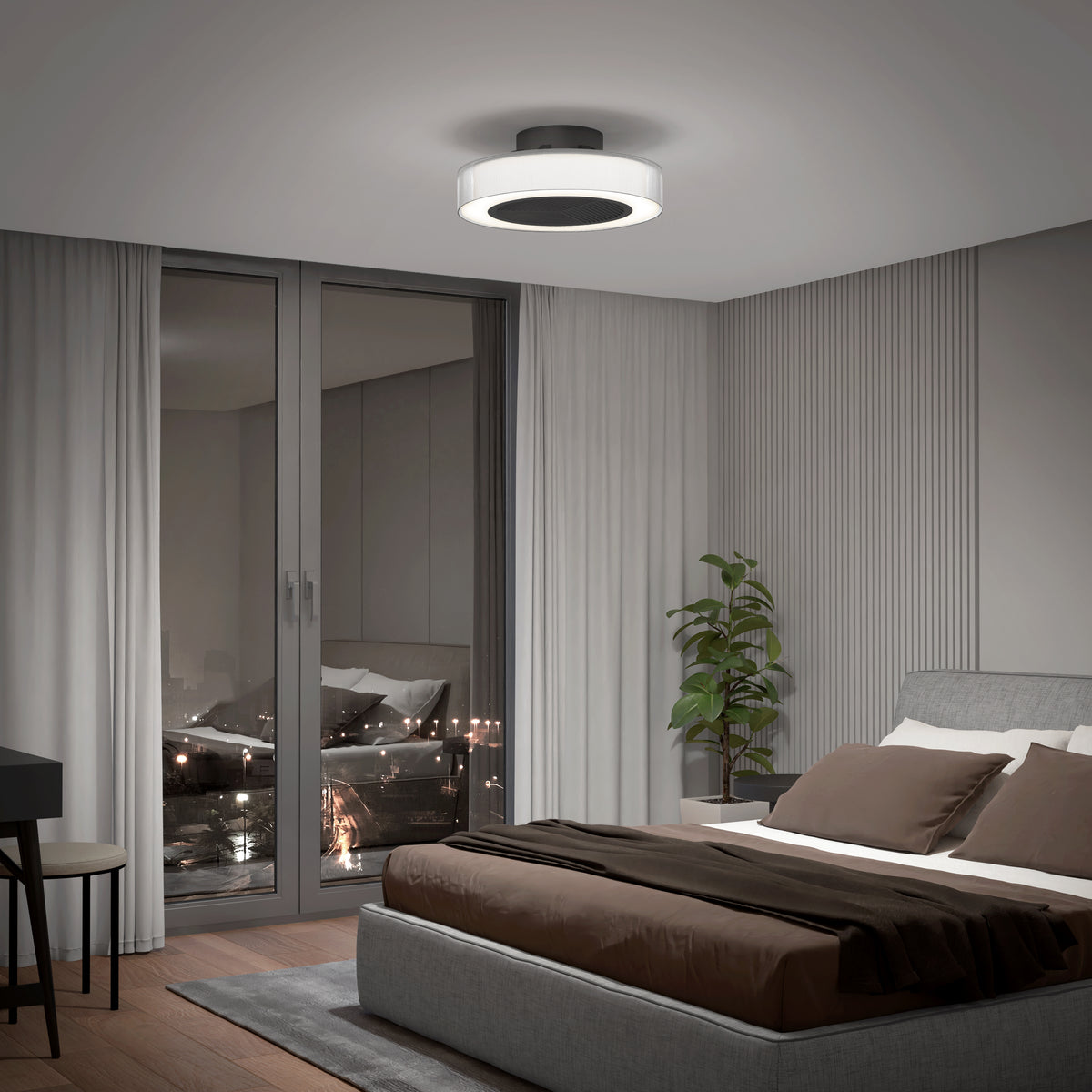 Groove 20 in. (51 cm) LED modern fandelier ceiling fan with light - includes remote