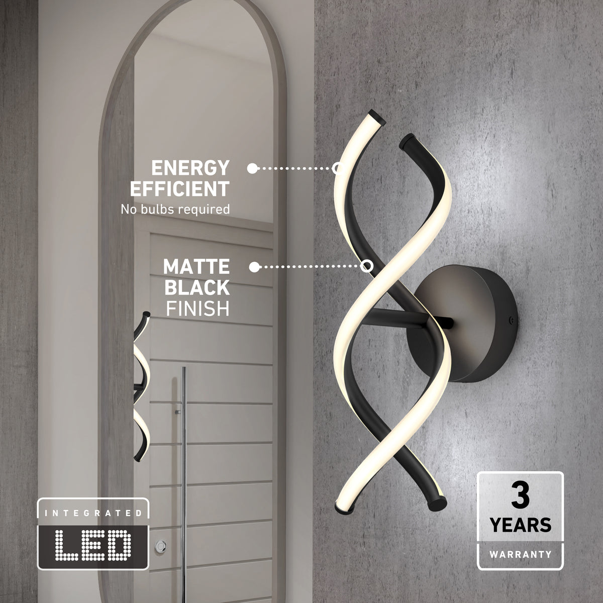 DNA modern LED wall sconce 3 CCT
