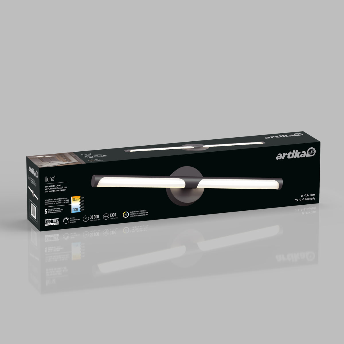 Ilona LED bathroom vanity light 5 CCT black