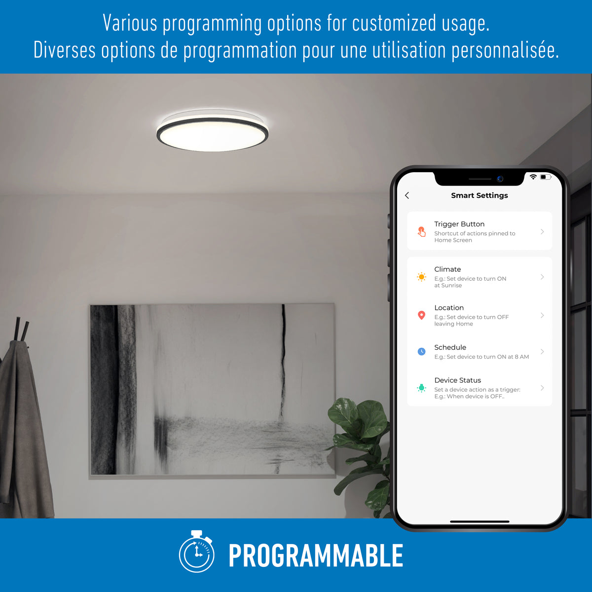 Macy 15 in. LED modern flush mount light RGB Wifi