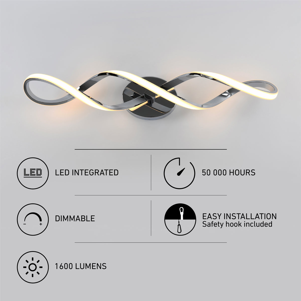 Swirl 27 pulg (68 cm) luminario de vanidad de 3 luces LED moderno para baño