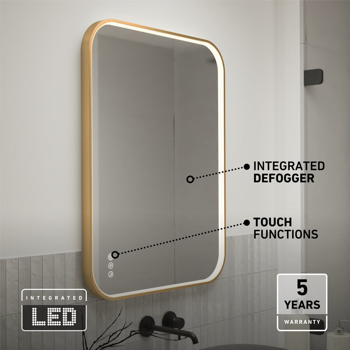 Royce 24 in. x 32 in. (61 x 81 cm) Dimmable Anti-Fog LED Mirror