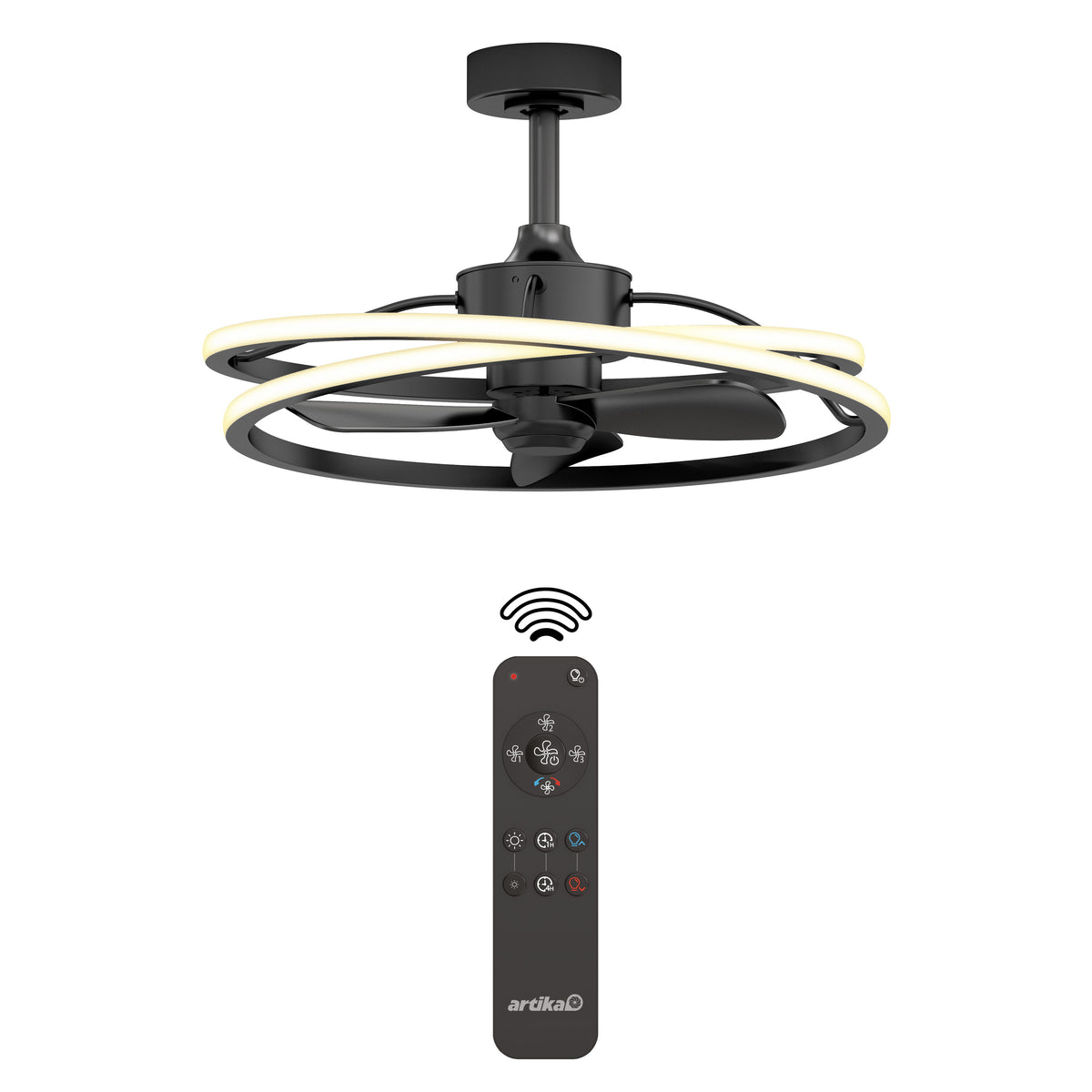 Coda 58 cm (23 in.) LED moderno fandelier ventilador de techo con luz - control remoto incluido