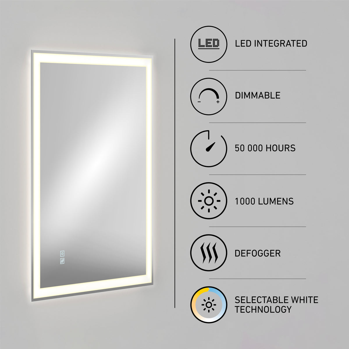 Sofia 61 x 81 cm (24 x 32 in.) espejo LED de baño 3 CCT antivaho