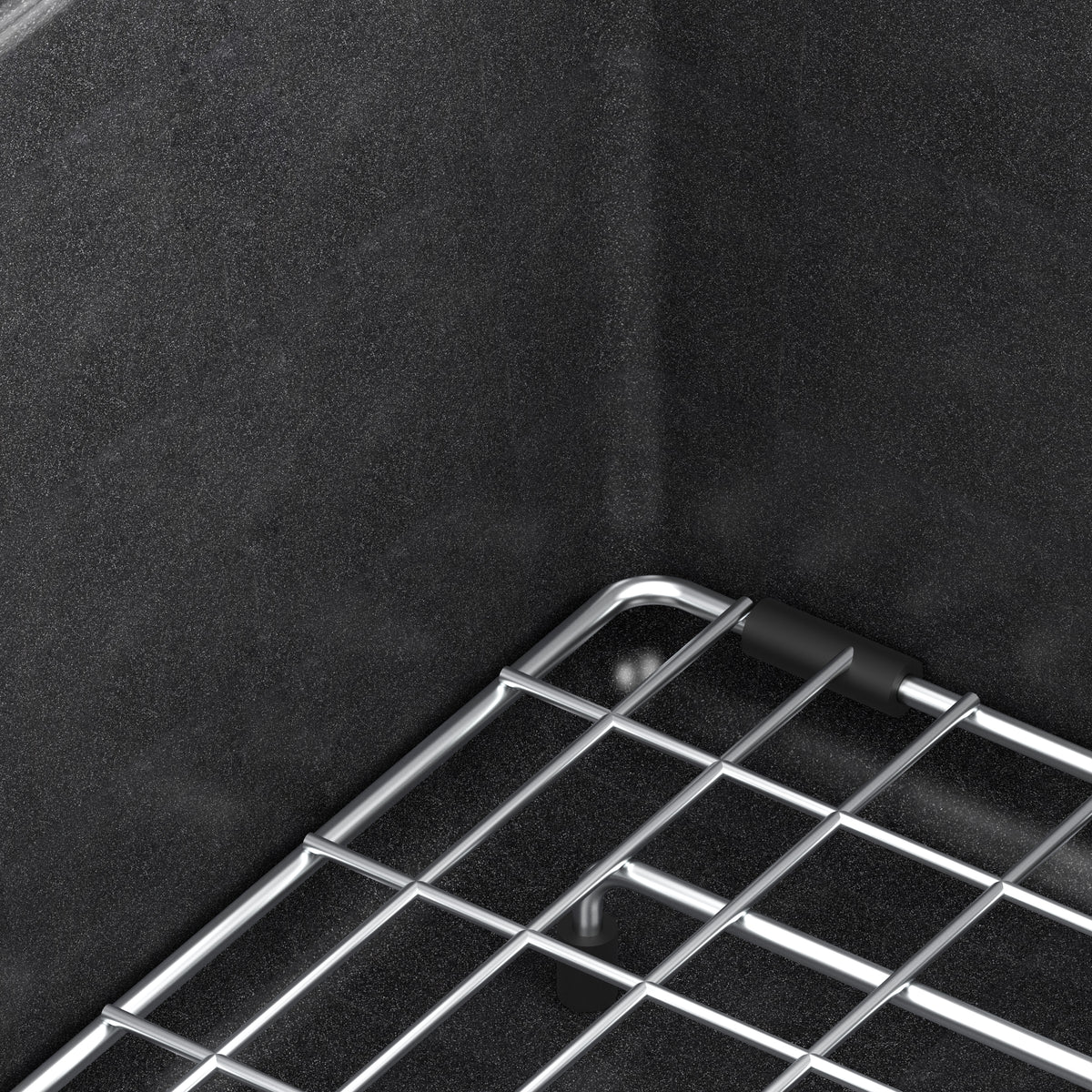 Artika Baycrest 33 in. Black Sink: Metal rack fits neatly into the corner of this textured single bowl kitchen sink.