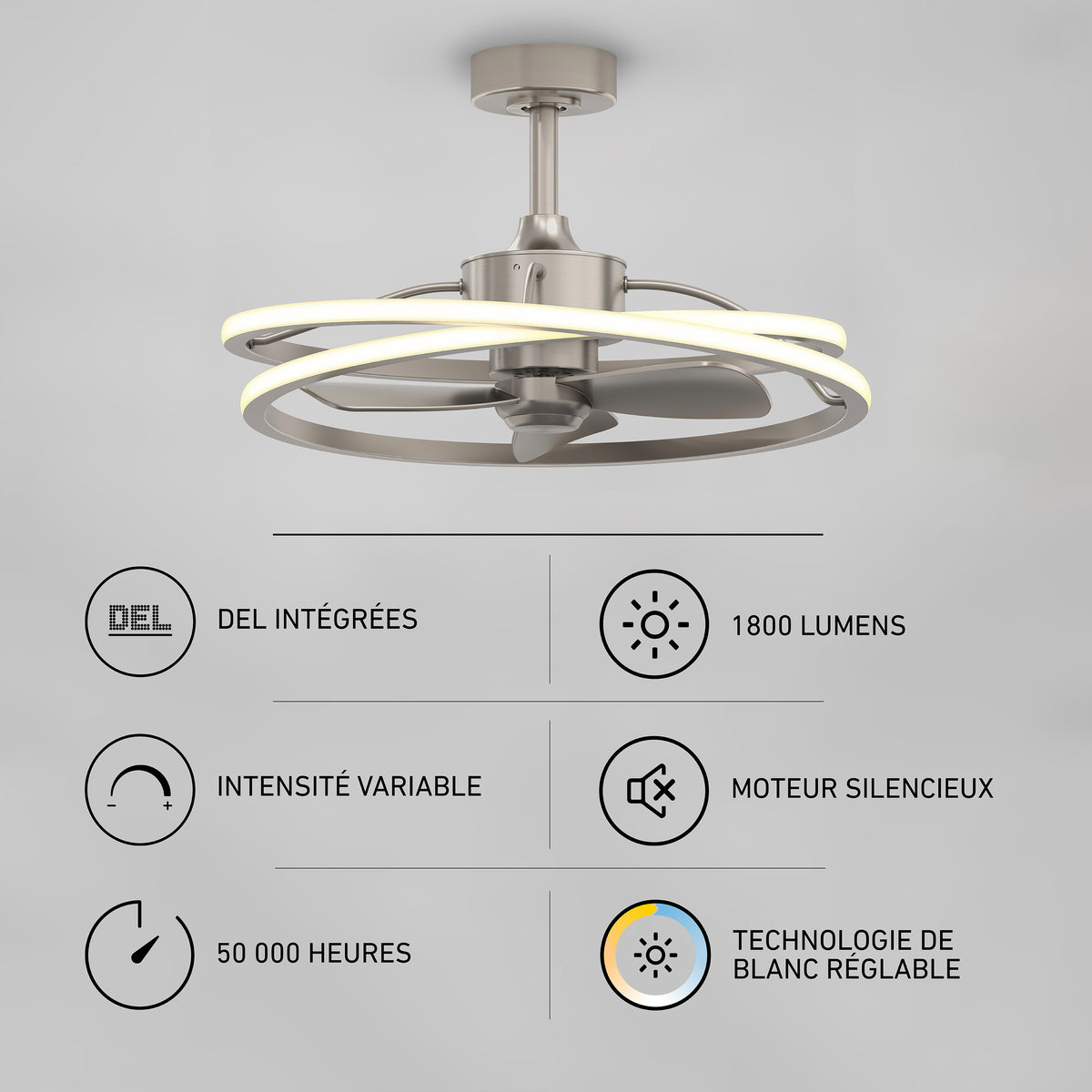 Coda 58 cm (23 in.) LED moderno fandelier ventilador de techo con luz - control remoto incluido