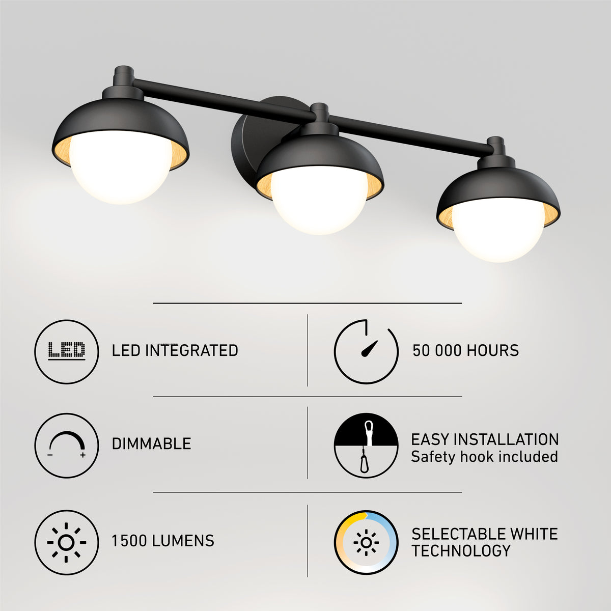 Boden LED mid-century bathroom vanity light 5 CCT