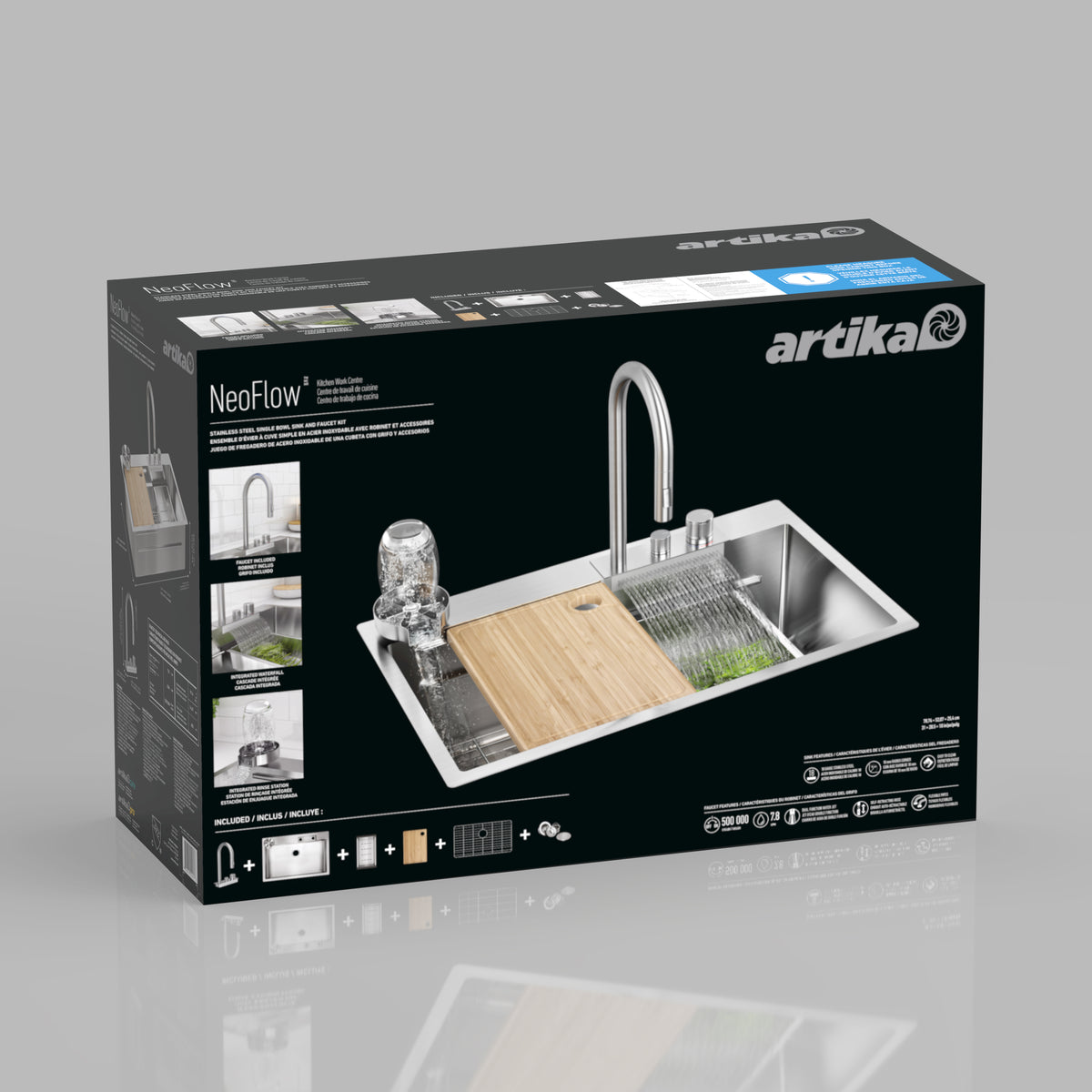 Neoflow fregadero 31 in. de acero inoxidable de una sola tina