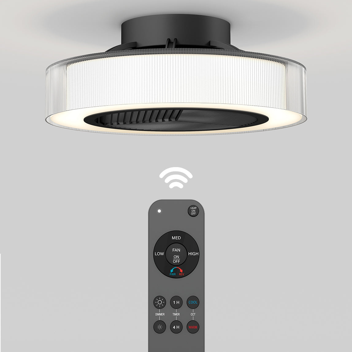 Groove 20 in. (51 cm) LED modern fandelier ceiling fan with light - includes remote