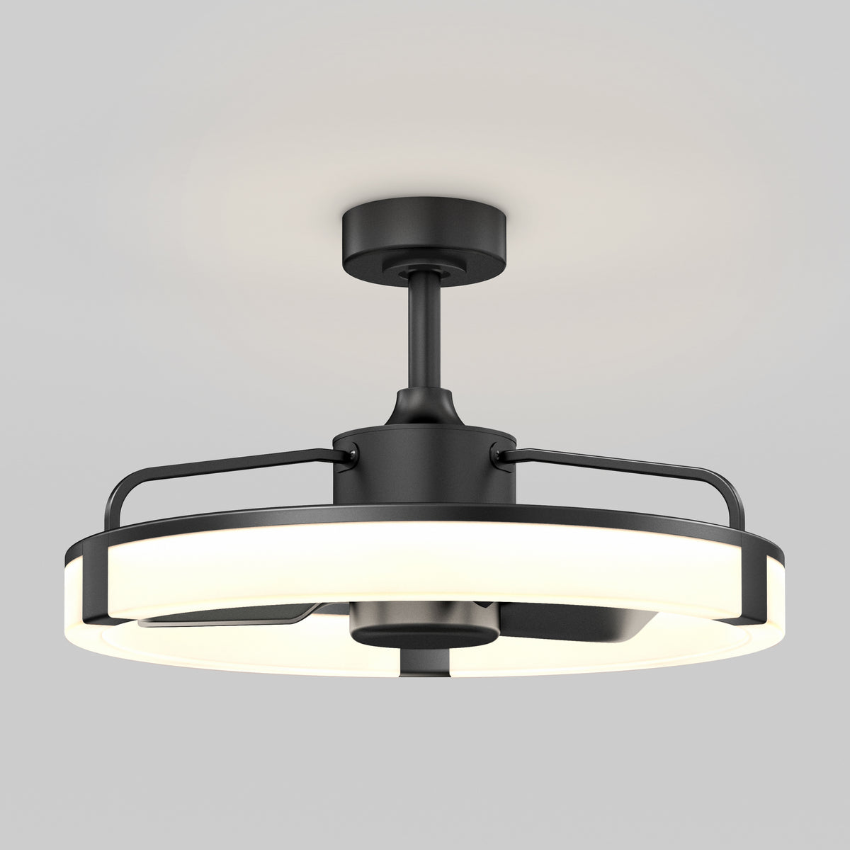 Artika Sunnyvale 23 in. LED modern fandelier ceiling fan with light and remote, shown on a white ceiling from a slight upward angle.