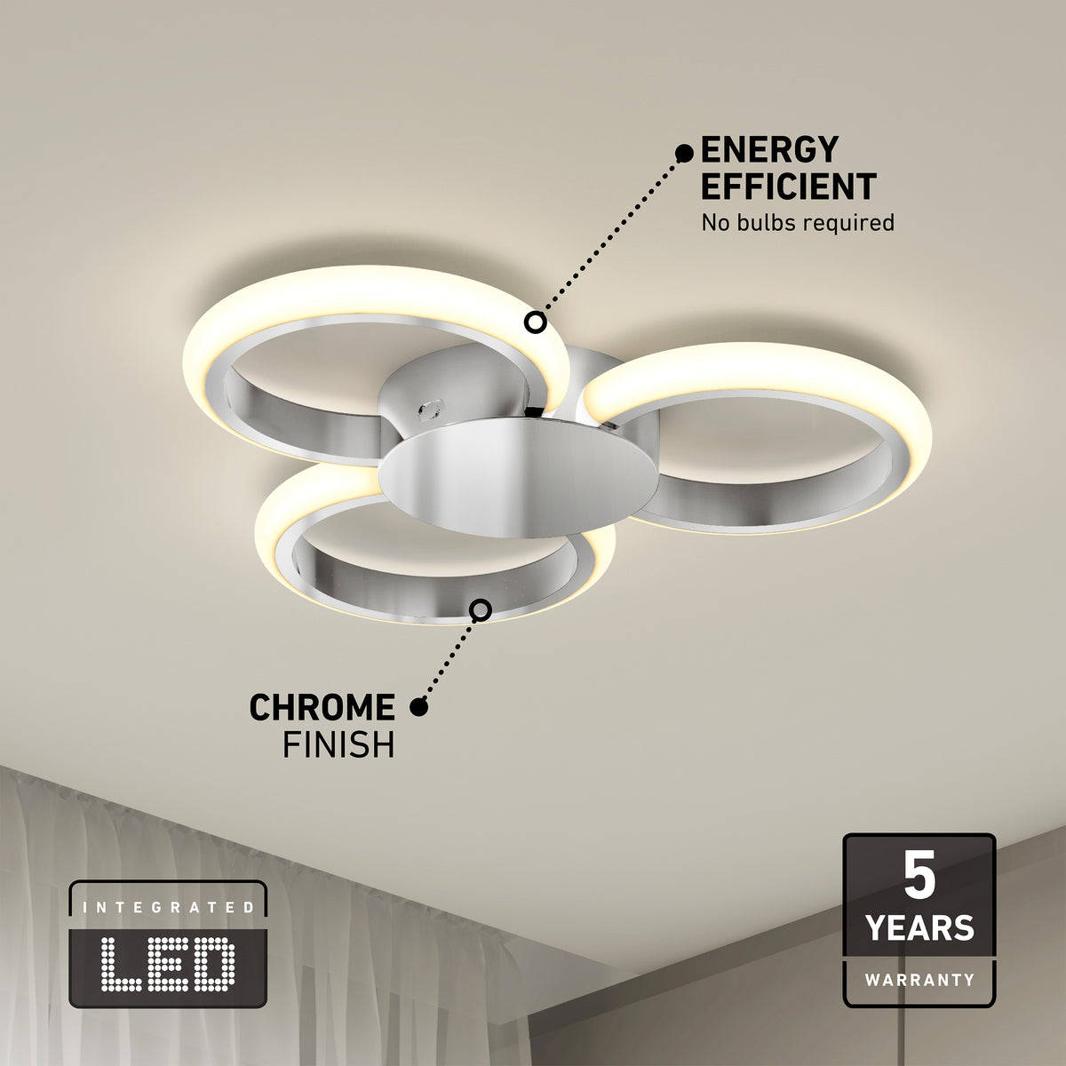 Nyala 15 in. LED flush mount light 5CCT