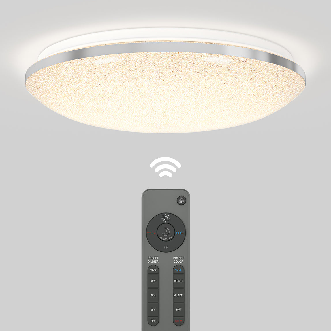 Sparkle 15 in. (38 cm) Modern LED Flush Mount Ceiling Light 5 CCT